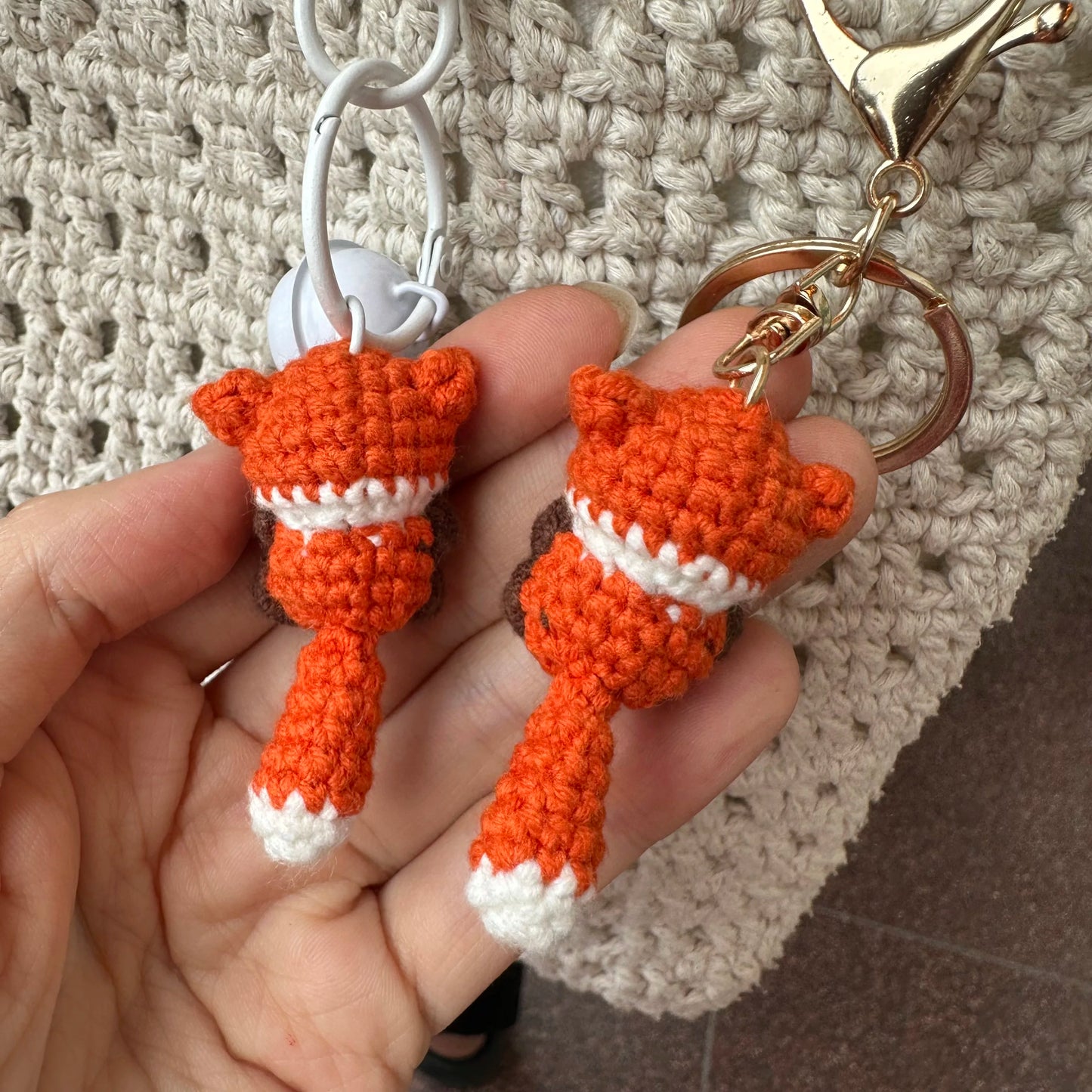 Mini Fox Crochet Keychain – Handmade Finished Crochet Pendant Gift