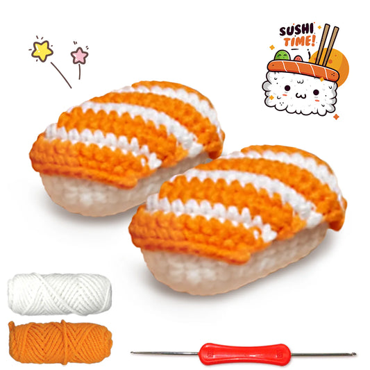 Sushi Crochet Kit for Beginners – 2pc | Yarn, Hook & Video Tutorial Included