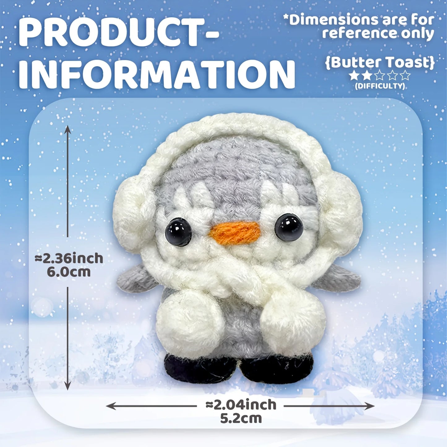 Penguin Amigurumi Crochet Kit for Beginners – 1pc | Yarn, Hook & Video Tutorial Included