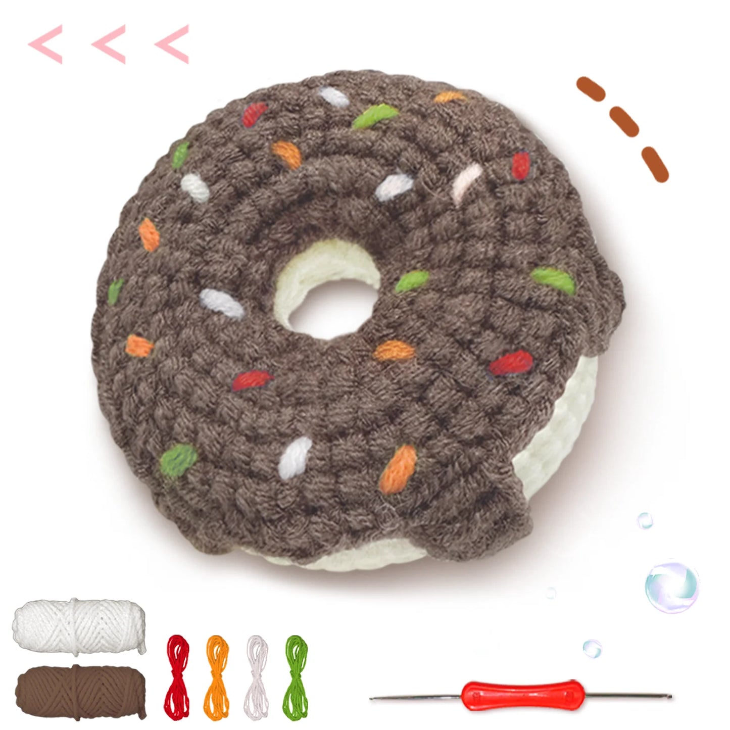 Donut Crochet Kit for Beginners – 1pc | Yarn, Hook & Video Tutorial Included