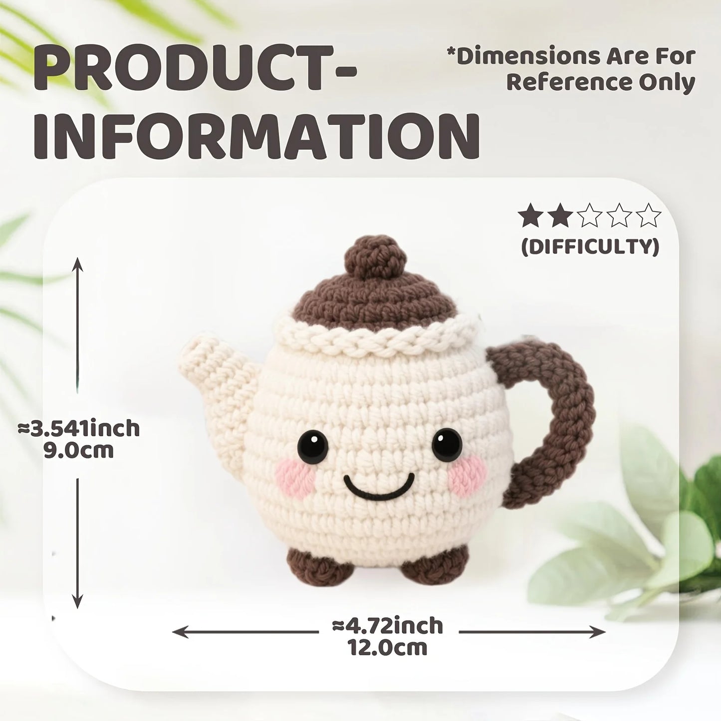 Teapot Crochet Kit for Beginners – 1pc | Yarn, Hook & Video Tutorial Included