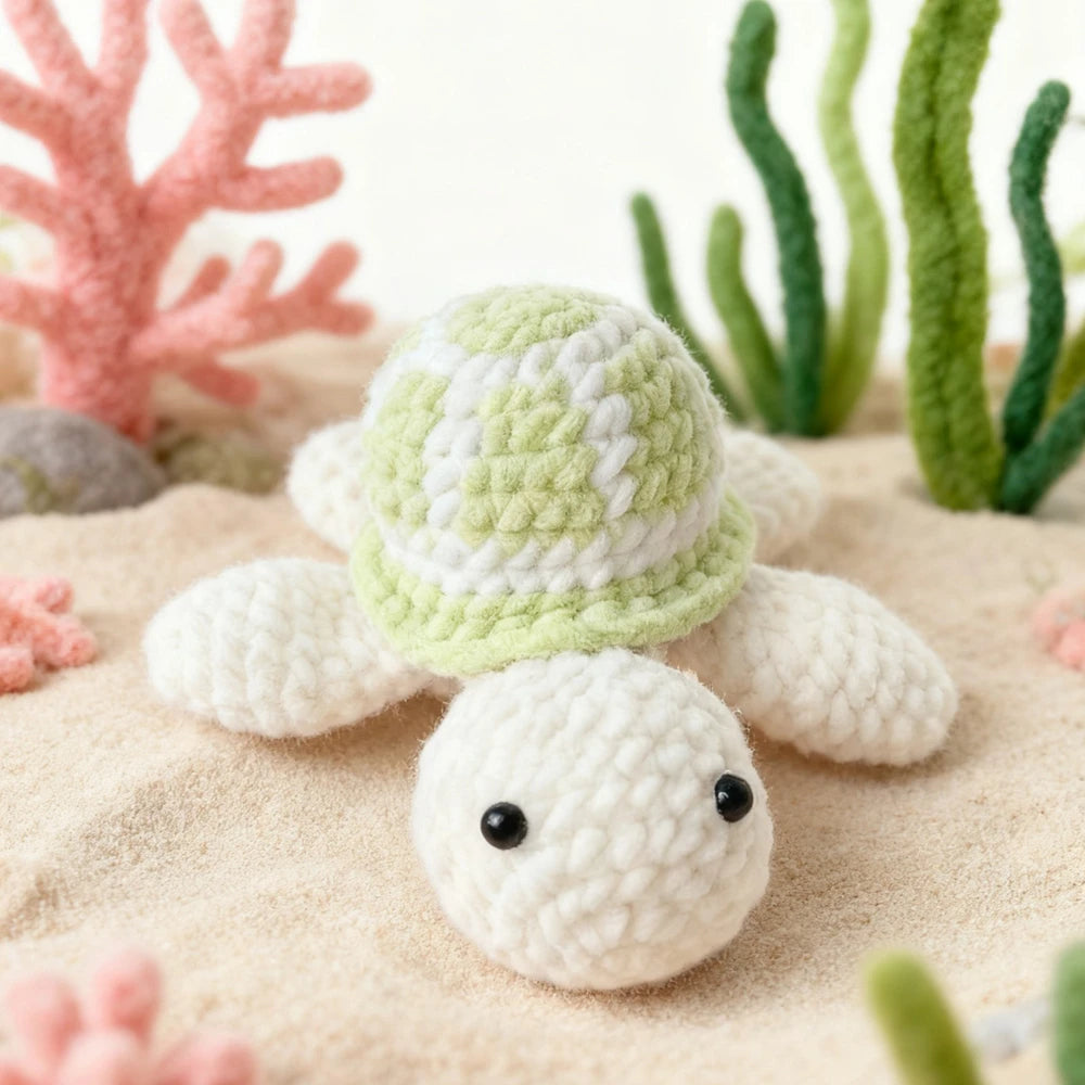 Turtle Crochet Kit for Beginners – 1pc | Yarn, Hook & Video Tutorial Included