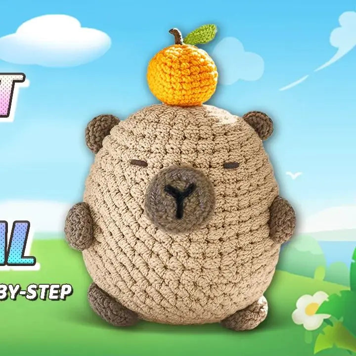 Capybara Crochet Kit for Beginners – 1pc | Yarn, Hook & Video Tutorial Included