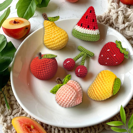 Fruit Crochet Kit for Beginners – 7pc | Yarn, Hook & Video Tutorial Included