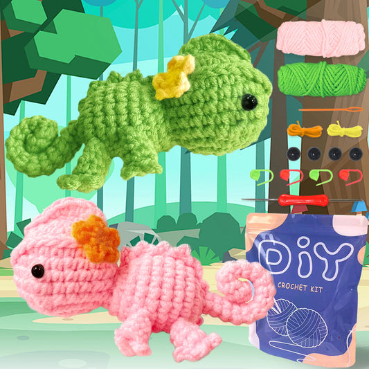 Chameleon Crochet Kit for Beginners – 1/2pc | Yarn, Hook & Video Tutorial Included