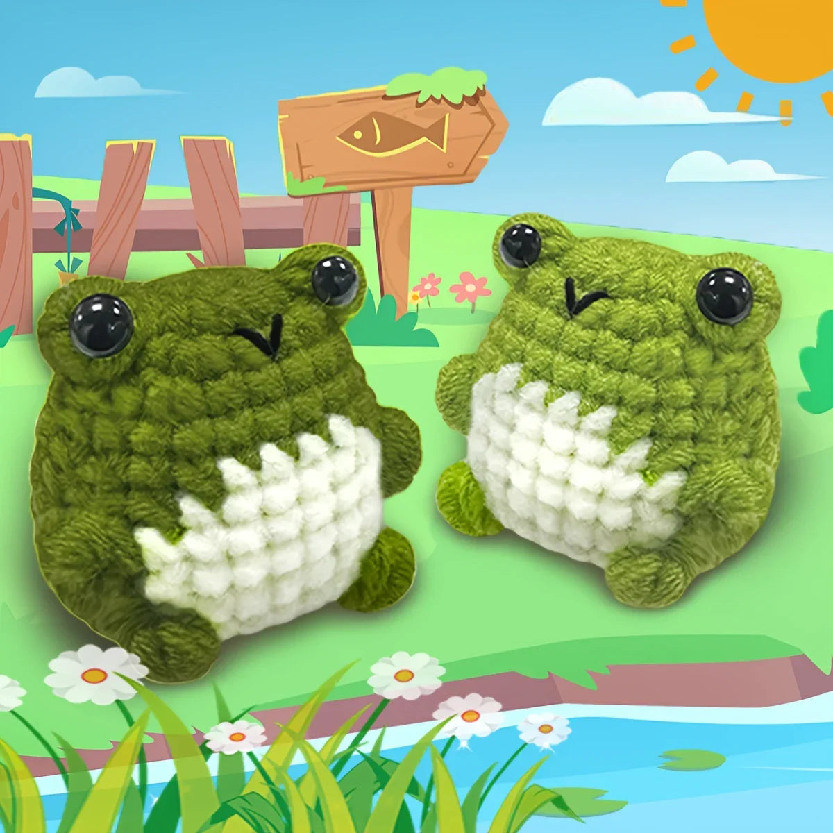 Frog Amigurumi Crochet Kit for Beginners – 1pc/2pc | Yarn, Hook & Video Tutorial Included