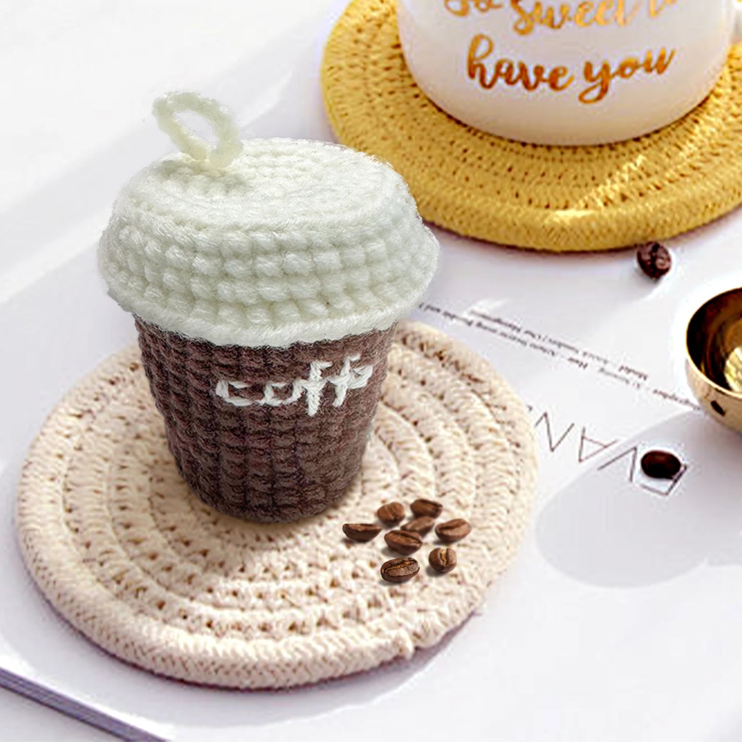 Coffee Cup Crochet Kit for Beginners – 1pc | Yarn, Hook & Video Tutorial Included
