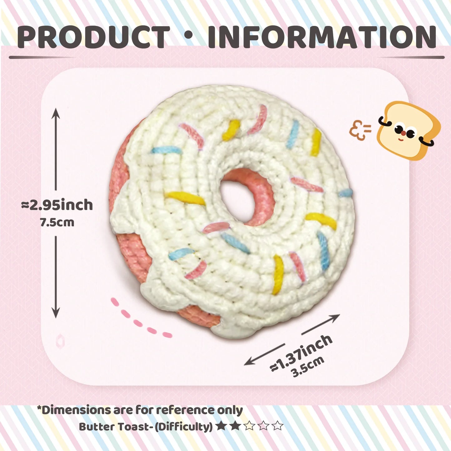 Donut Crochet Kit for Beginners – 1pc | Yarn, Hook & Video Tutorial Included