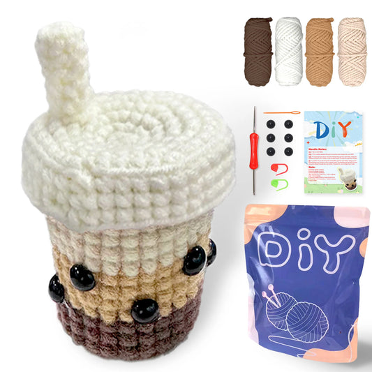 Bubble Milk Tea Crochet Kit for Beginners – 1pc | Yarn, Hook & Video Tutorial Included