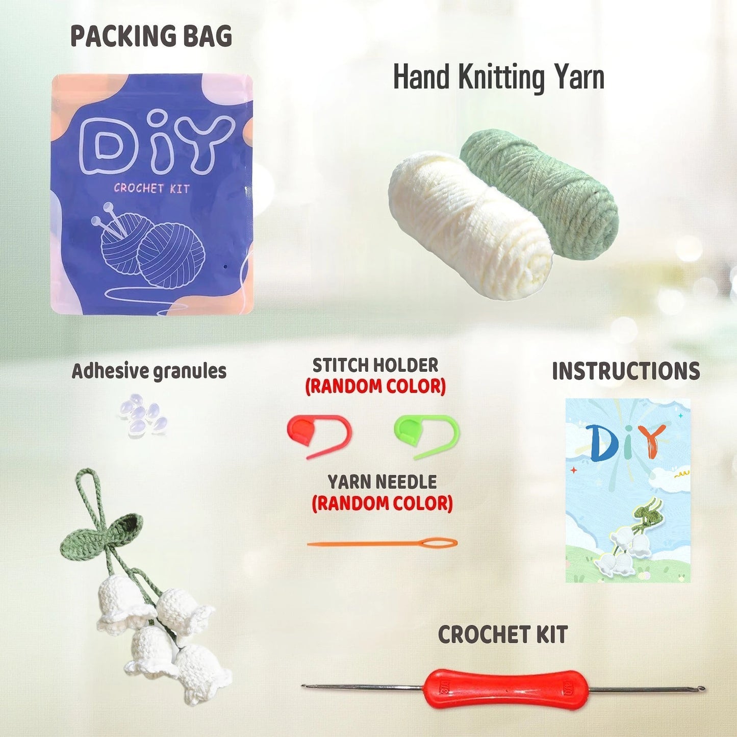 Lily Flower Crochet Kit for Beginners – 1pc | Yarn, Hook & Video Tutorial Included