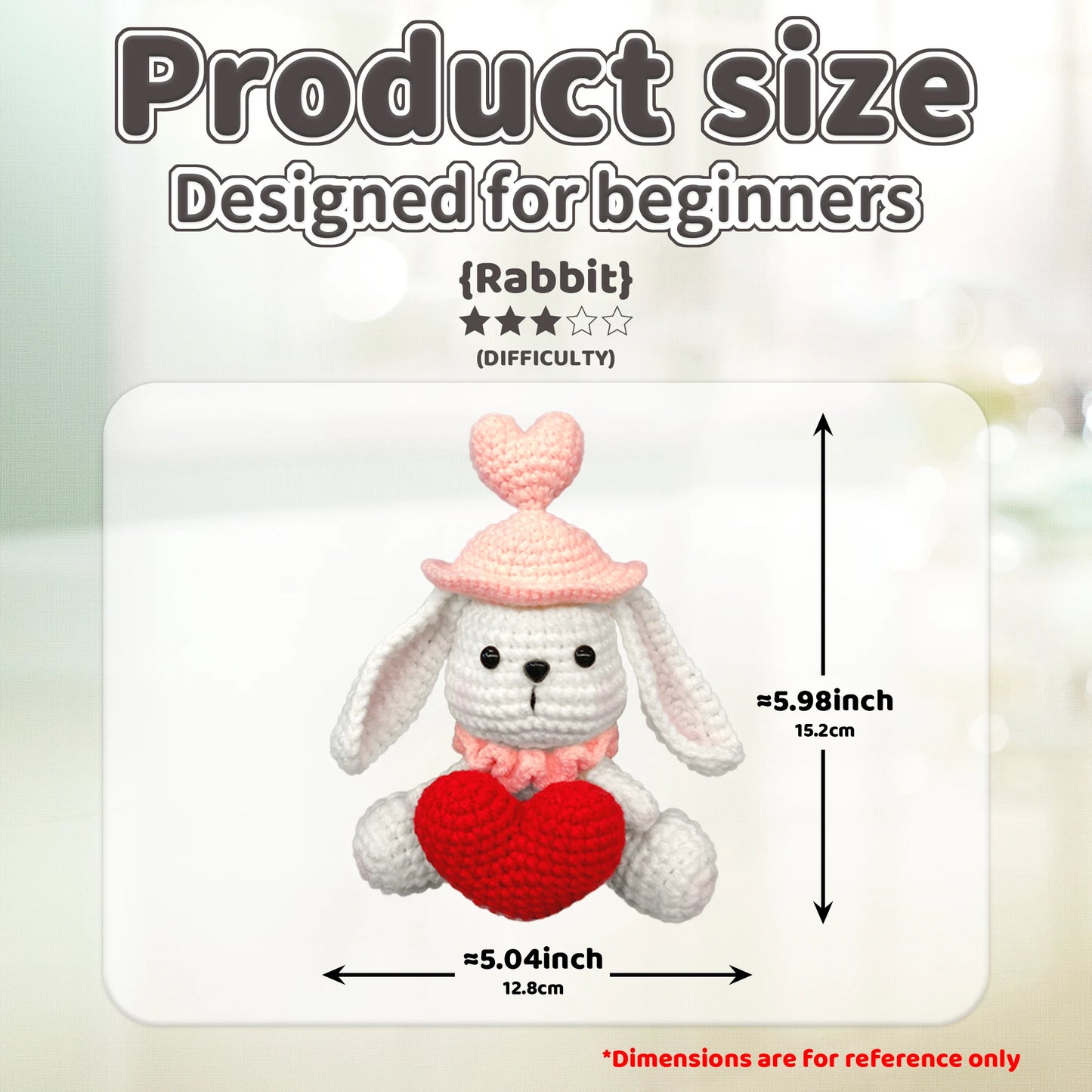 Heart Rabbit Crochet Kit for Beginners – 1pc | Yarn, Hook & Video Tutorial Included