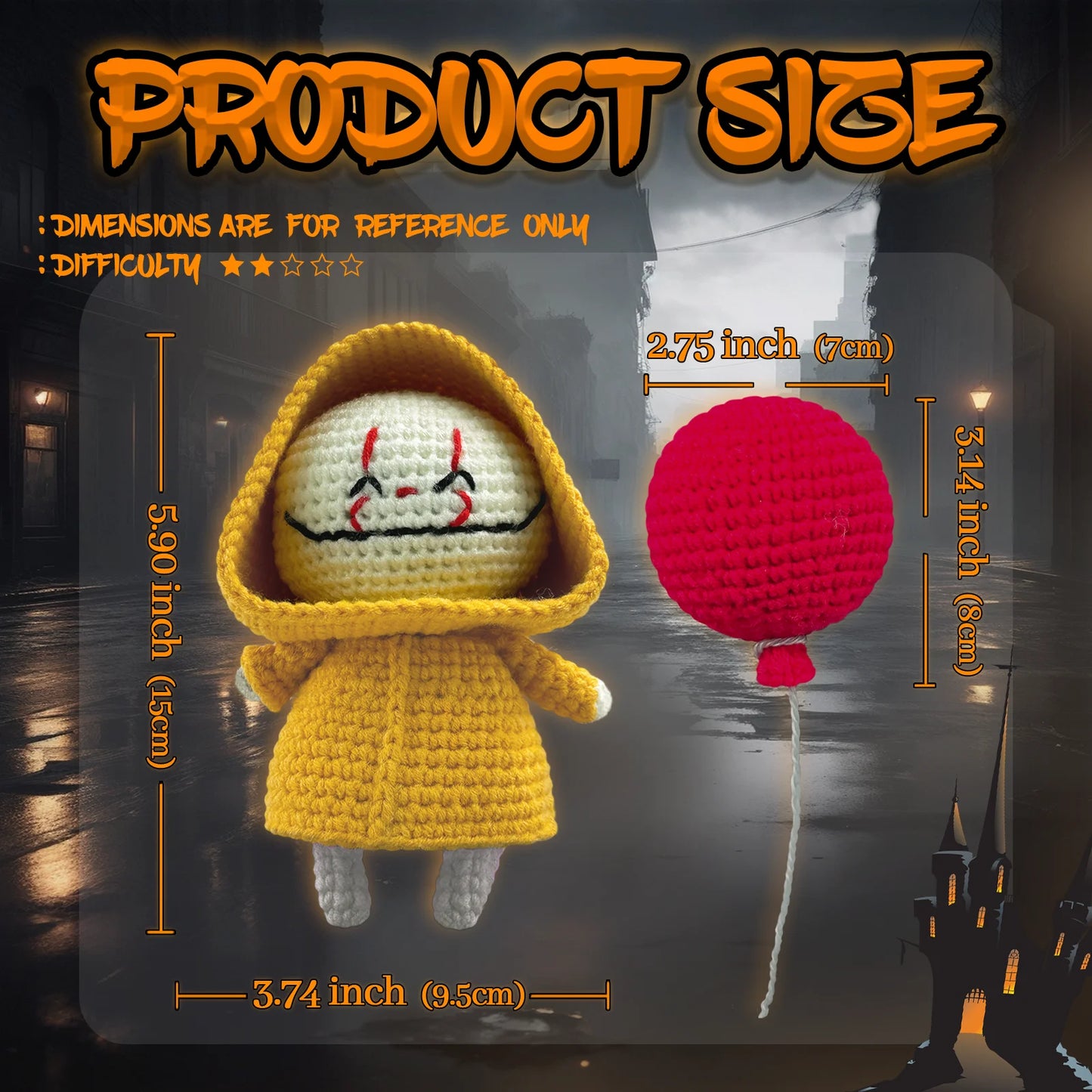 Balloon Clown Crochet Kit for Beginners – 1pc | Yarn, Hook & Video Tutorial Included