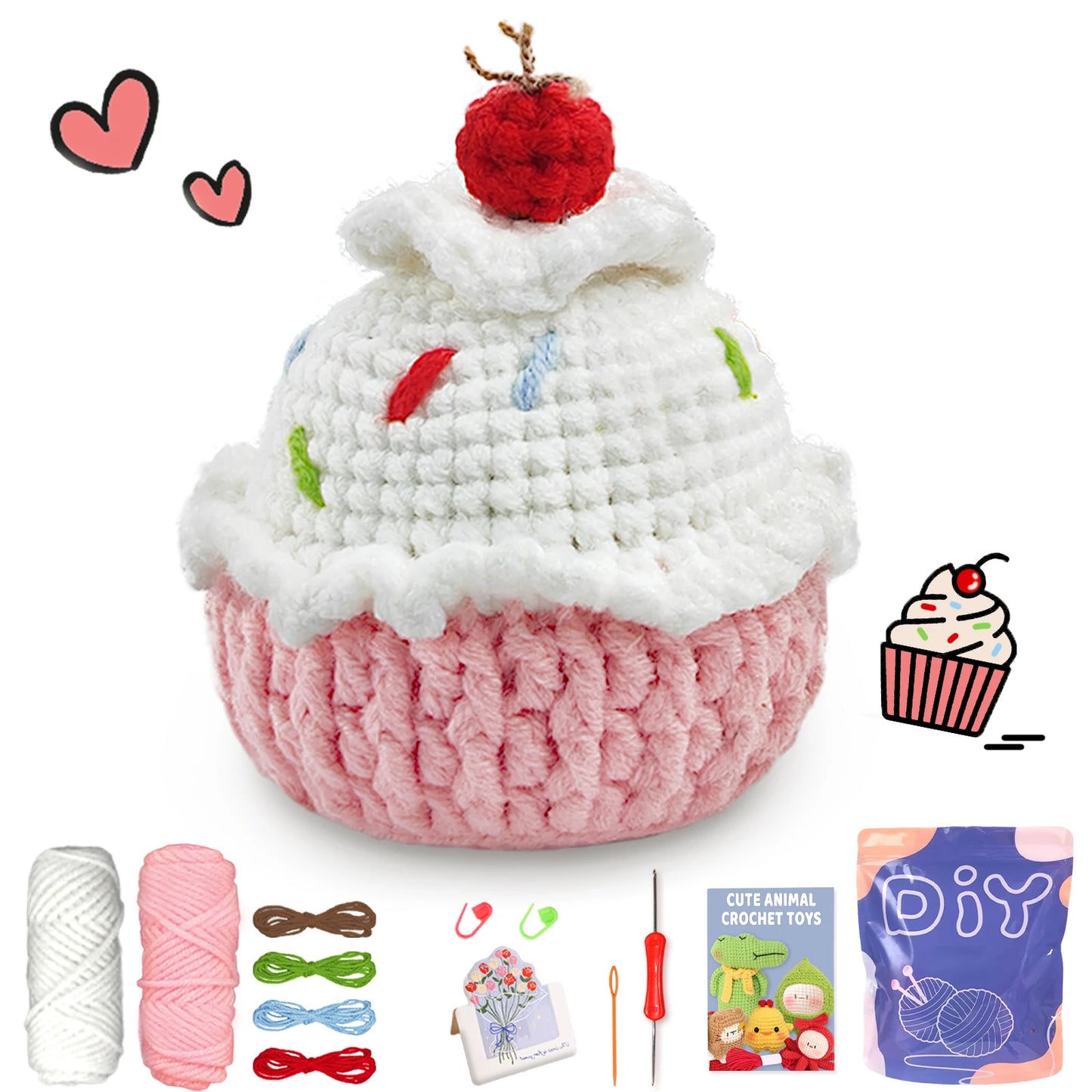 Cake Crochet Kit for Beginners – 1pc | Yarn, Hook & Video Tutorial Included