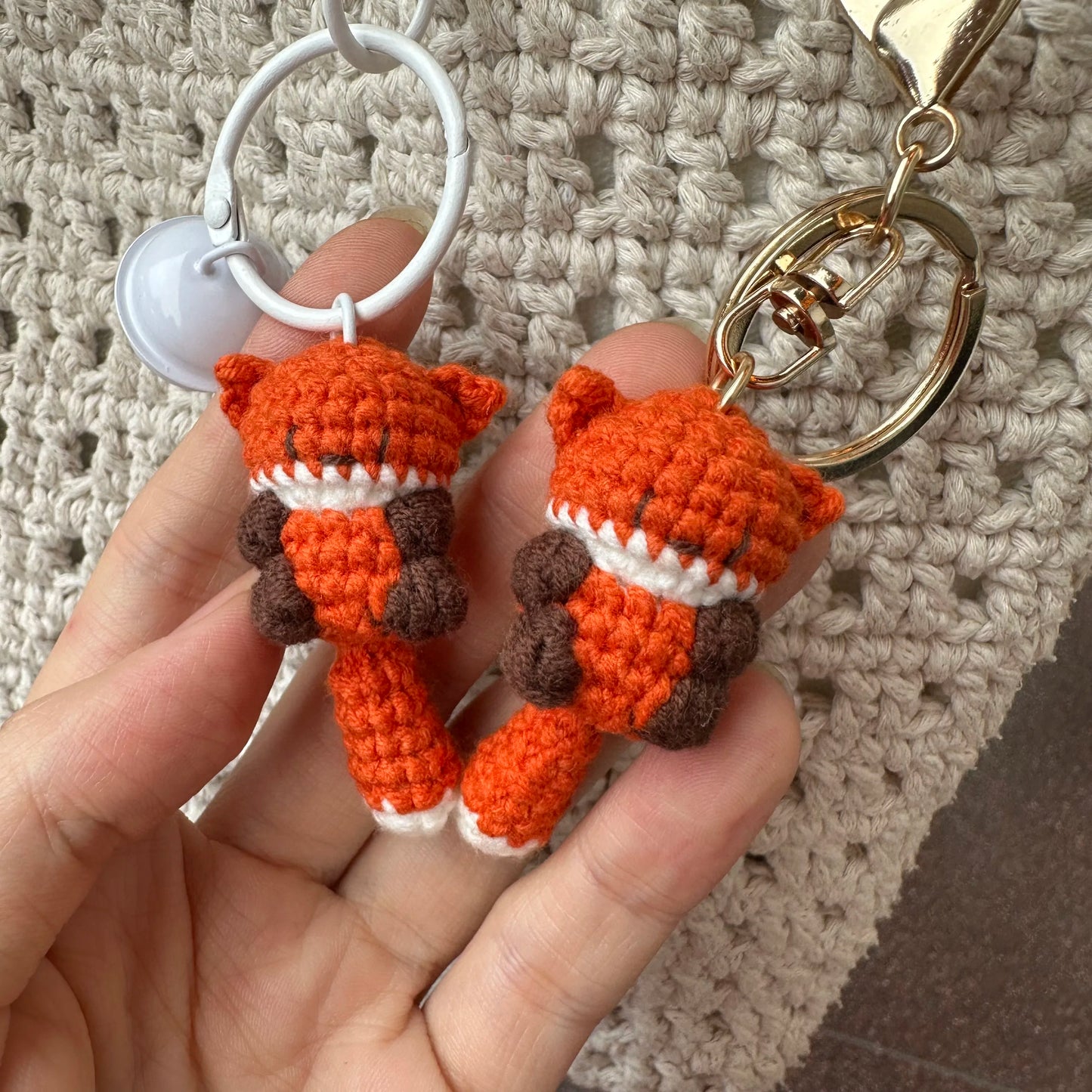 Mini Fox Crochet Keychain – Handmade Finished Crochet Pendant Gift