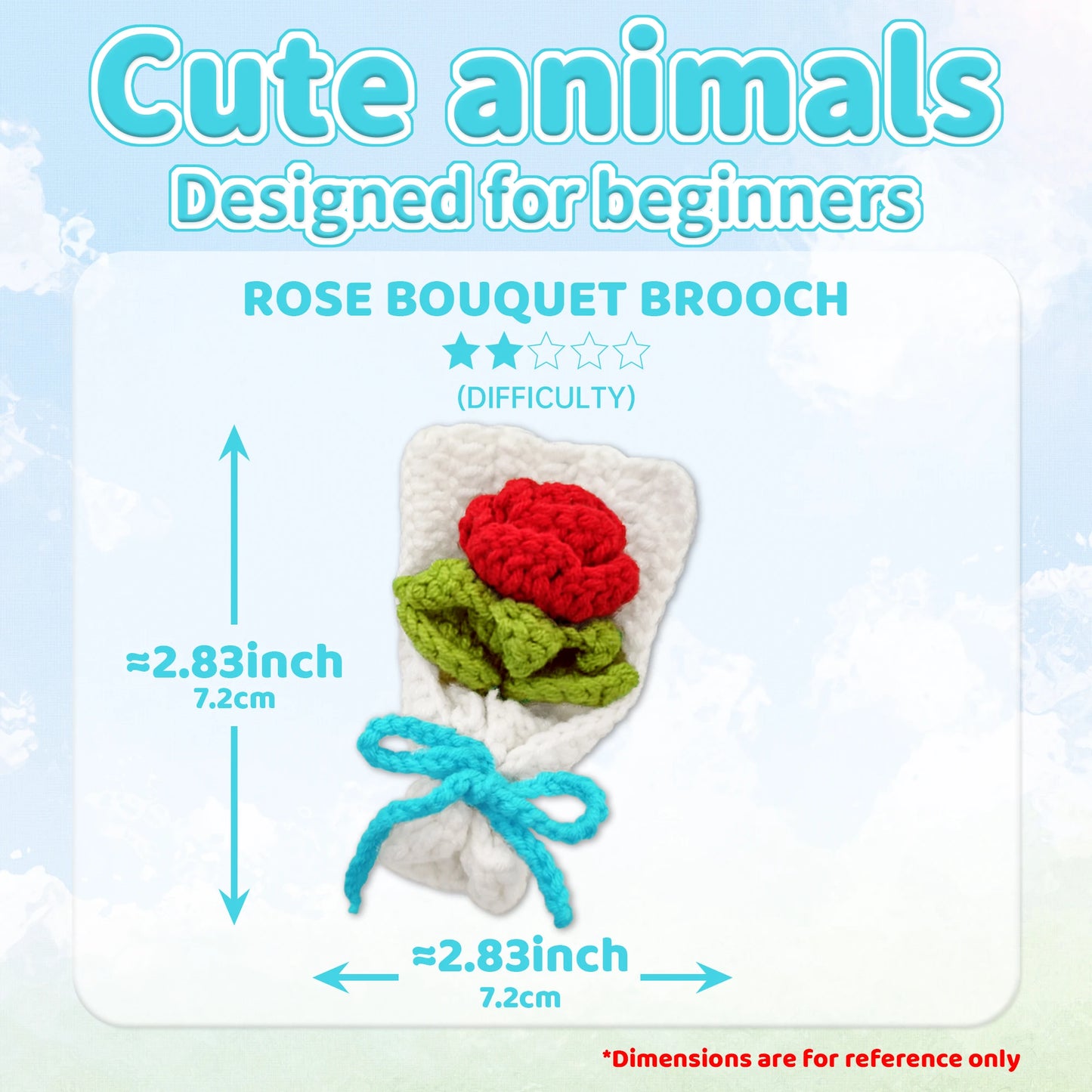 Rose Crochet Kit for Beginners – 1pc | Yarn, Hook & Video Tutorial Included