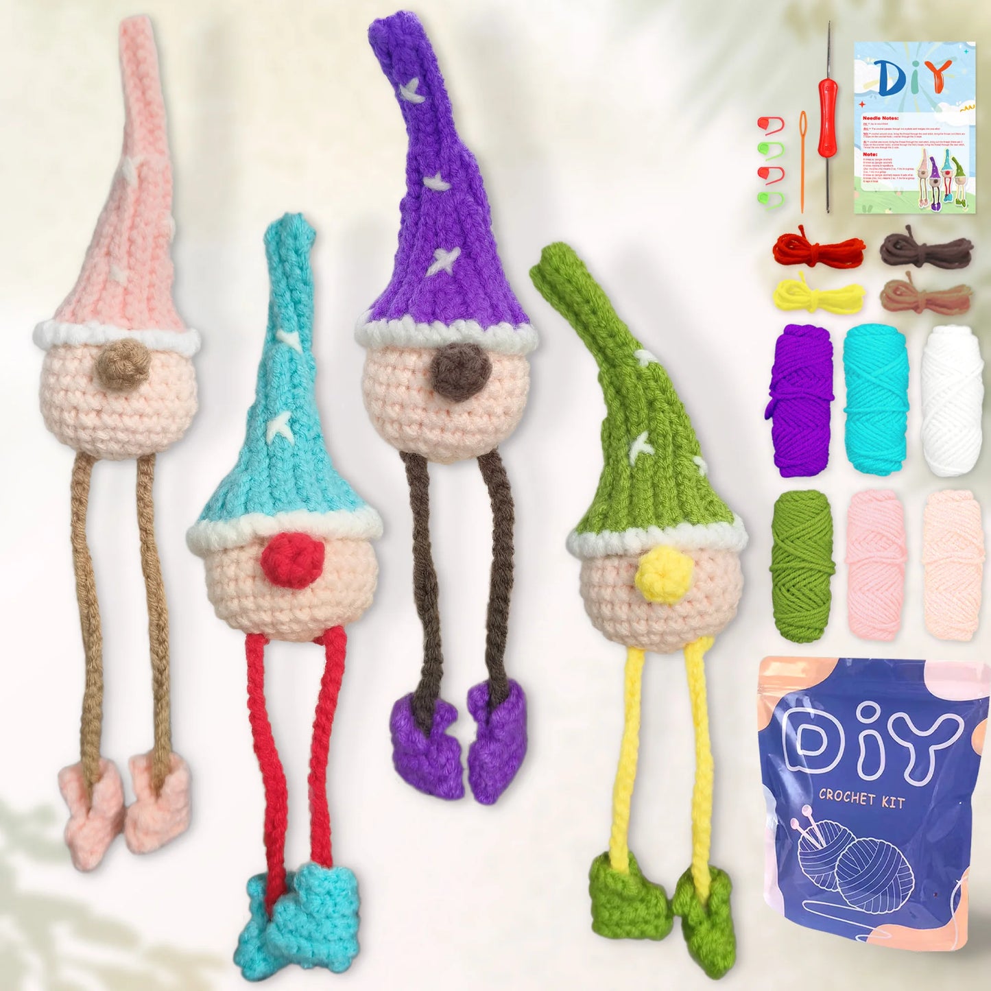 Christmas Crochet Kit for Beginners – 4pc | Yarn, Hook & Video Tutorial Included