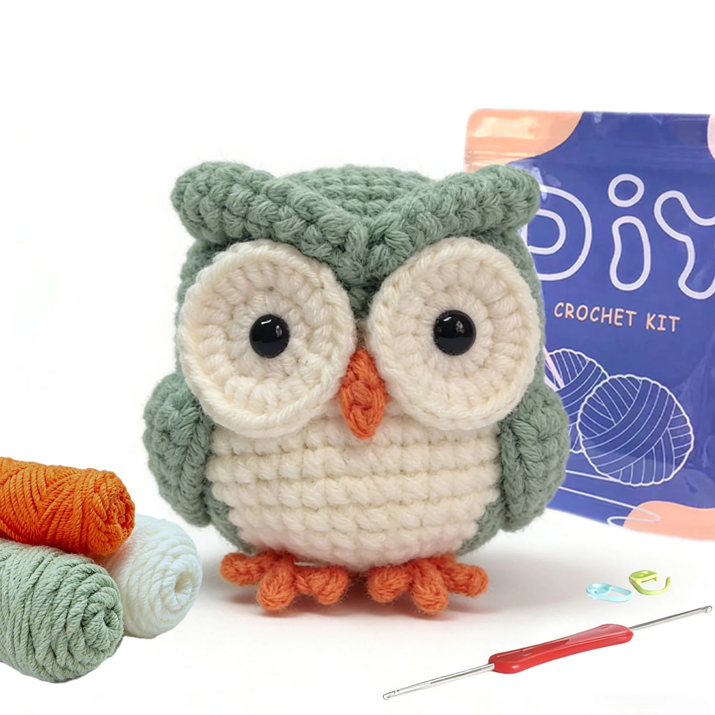 Owl Crochet Kit for Beginners – 1pc | Yarn, Hook & Video Tutorial Included