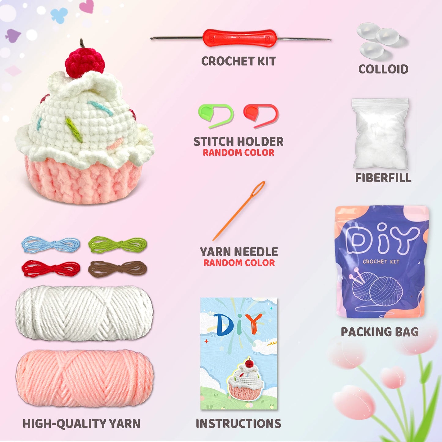 Cake Crochet Kit for Beginners – 1pc | Yarn, Hook & Video Tutorial Included