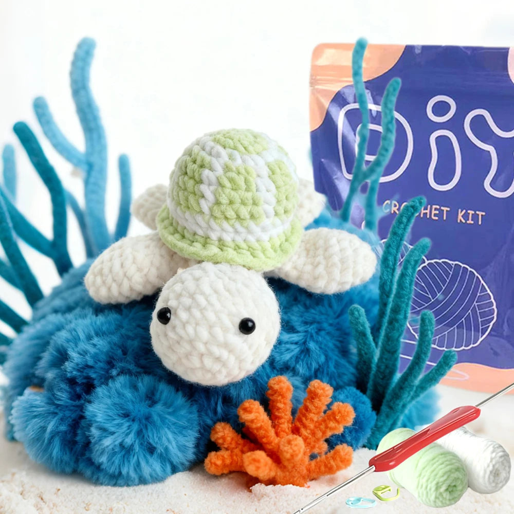 Turtle Crochet Kit for Beginners – 1pc | Yarn, Hook & Video Tutorial Included