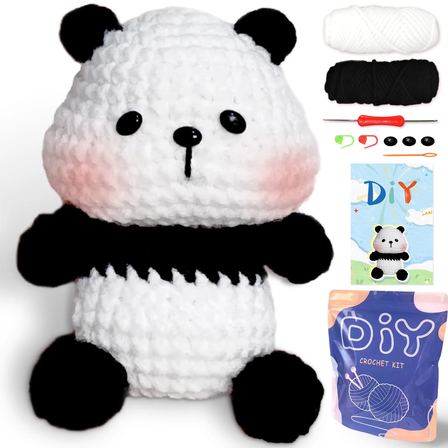 Panda Crochet Kit for Beginners – 1pc | Yarn, Hook & Video Tutorial Included