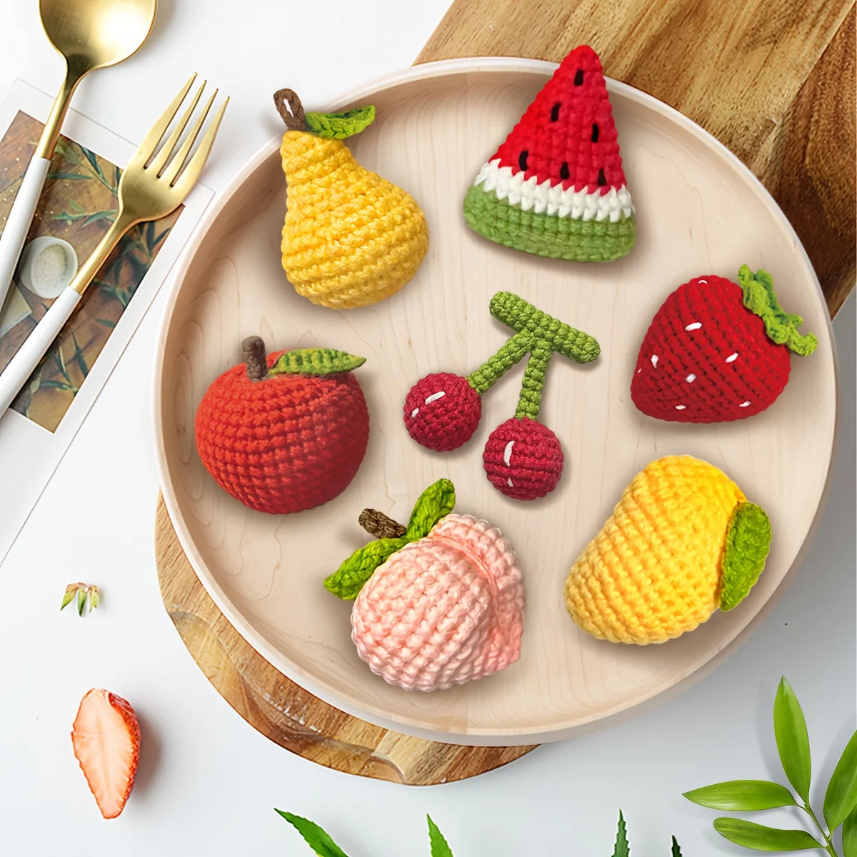 Fruit Crochet Kit for Beginners – 7pc | Yarn, Hook & Video Tutorial Included