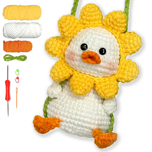 Duck Crochet Kit for Beginners – 1pc | Yarn, Hook & Video Tutorial Included