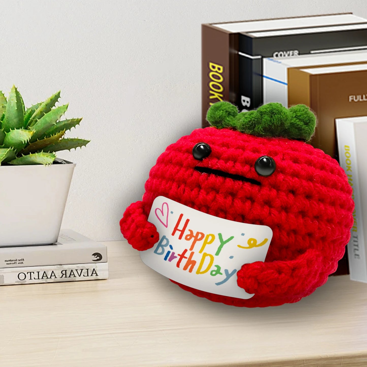 Sign-Holding Fruit (Apple) Crochet Kit for Beginners – 1pc | Yarn, Hook & Video Tutorial Included