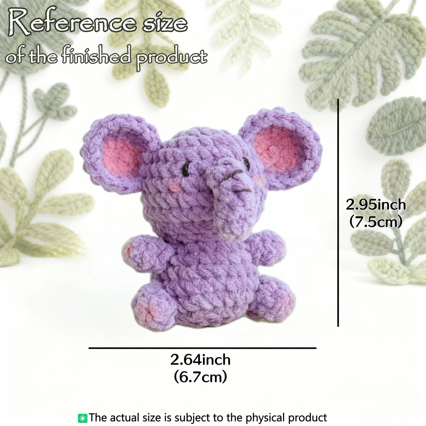 Elephant Crochet Kit for Beginners – 1pc | Yarn, Hook & Video Tutorial Included