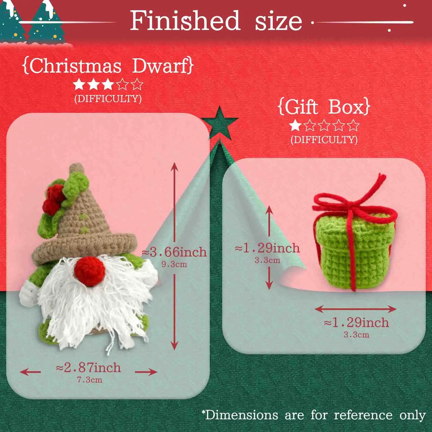 Christmas Crochet Kit for Beginners – 2pc | Yarn, Hook & Video Tutorial Included