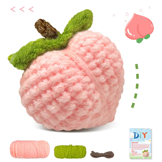 Peach Crochet Kit for Beginners – 1pc | Yarn, Hook & Video Tutorial Included