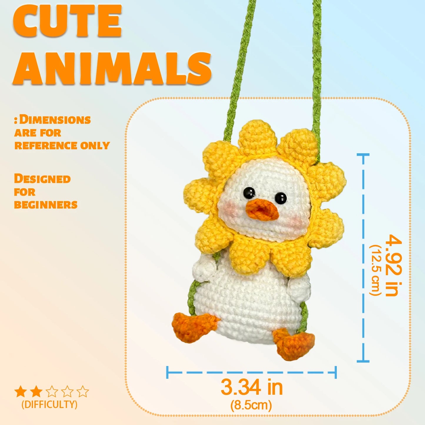 Duck Crochet Kit for Beginners – 1pc | Yarn, Hook & Video Tutorial Included