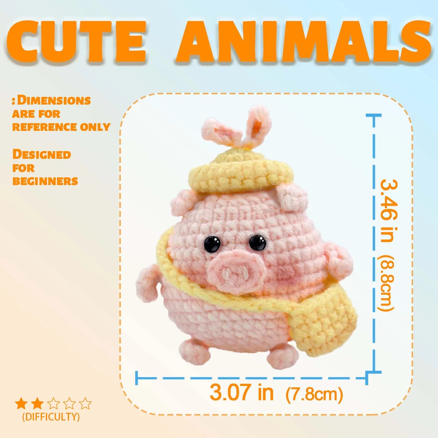 Pig Crochet Kit for Beginners – 1pc | Yarn, Hook & Video Tutorial Included
