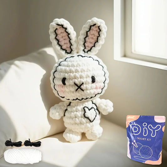 Delightful Bunny Amigurumi Crochet Kit for Beginners – 1pc | Yarn, Hook & Video Tutorial Included