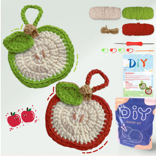 Apple Earphone Case Crochet Kit for Beginners – 2pc | Yarn, Hook & Video Tutorial Included