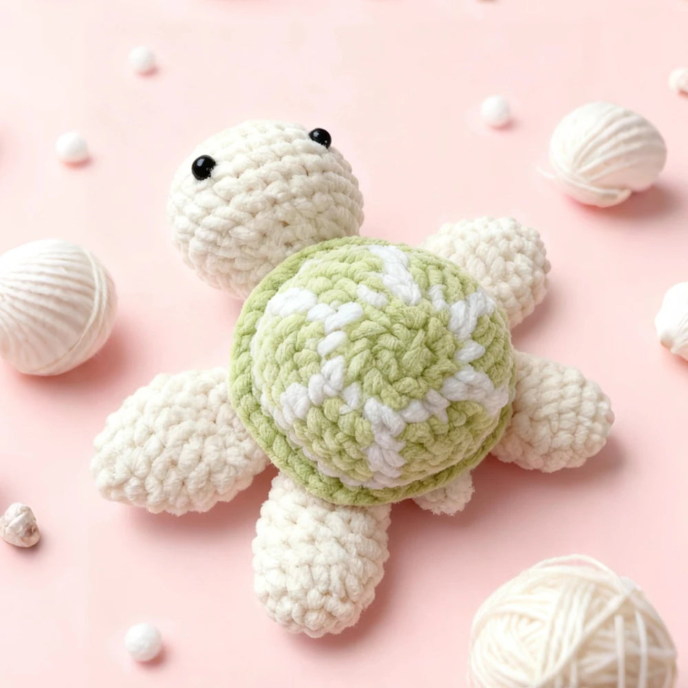 Turtle Crochet Kit for Beginners – 1pc | Yarn, Hook & Video Tutorial Included