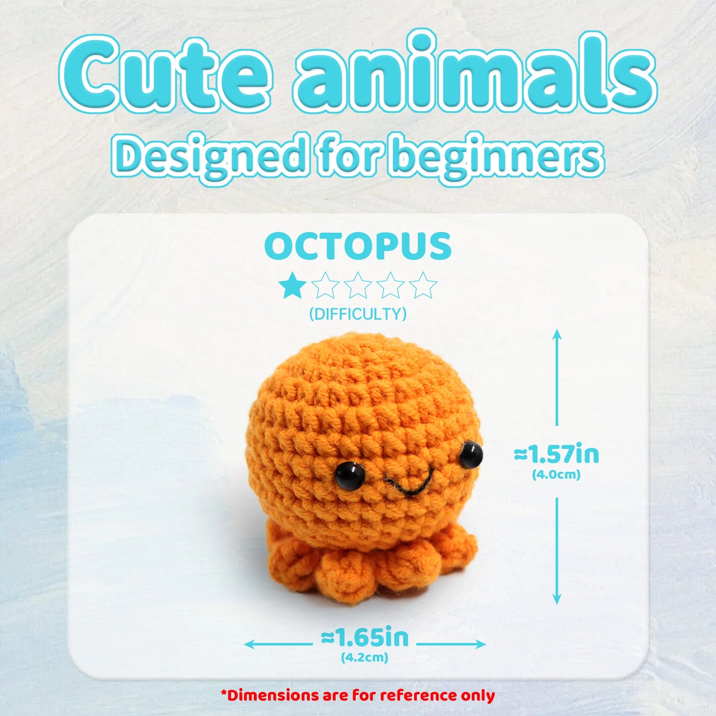 Octopus Crochet Kit for Beginners – 1pc | Yarn, Hook & Video Tutorial Included