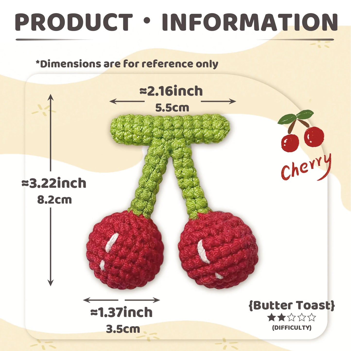 Cherry Crochet Kit for Beginners – 1pc | Yarn, Hook & Video Tutorial Included