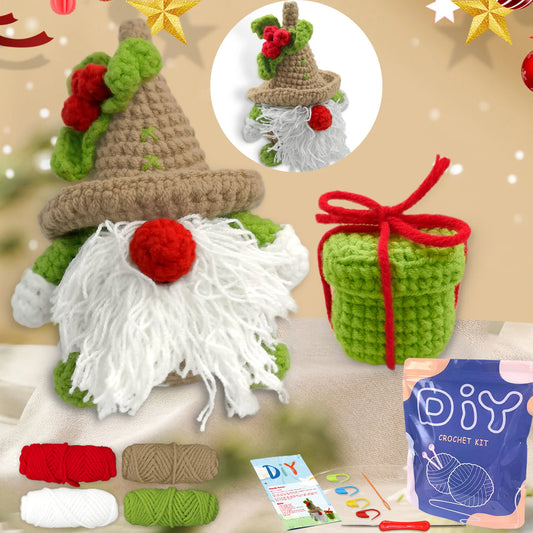 Christmas Crochet Kit for Beginners – 2pc | Yarn, Hook & Video Tutorial Included