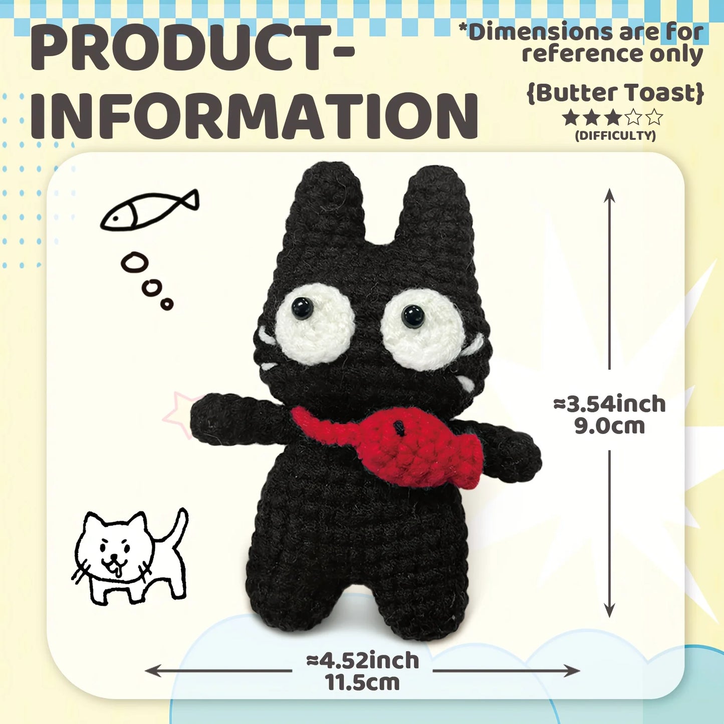 Kitten Crochet Kit for Beginners – 1pc | Yarn, Hook & Video Tutorial Included