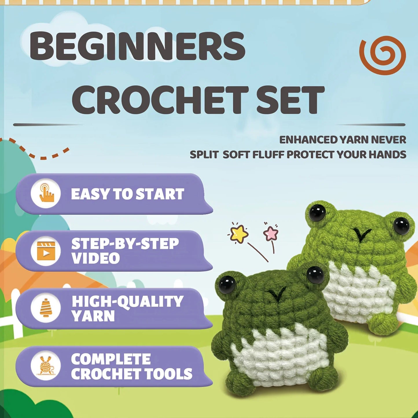Frog Amigurumi Crochet Kit for Beginners – 1pc/2pc | Yarn, Hook & Video Tutorial Included