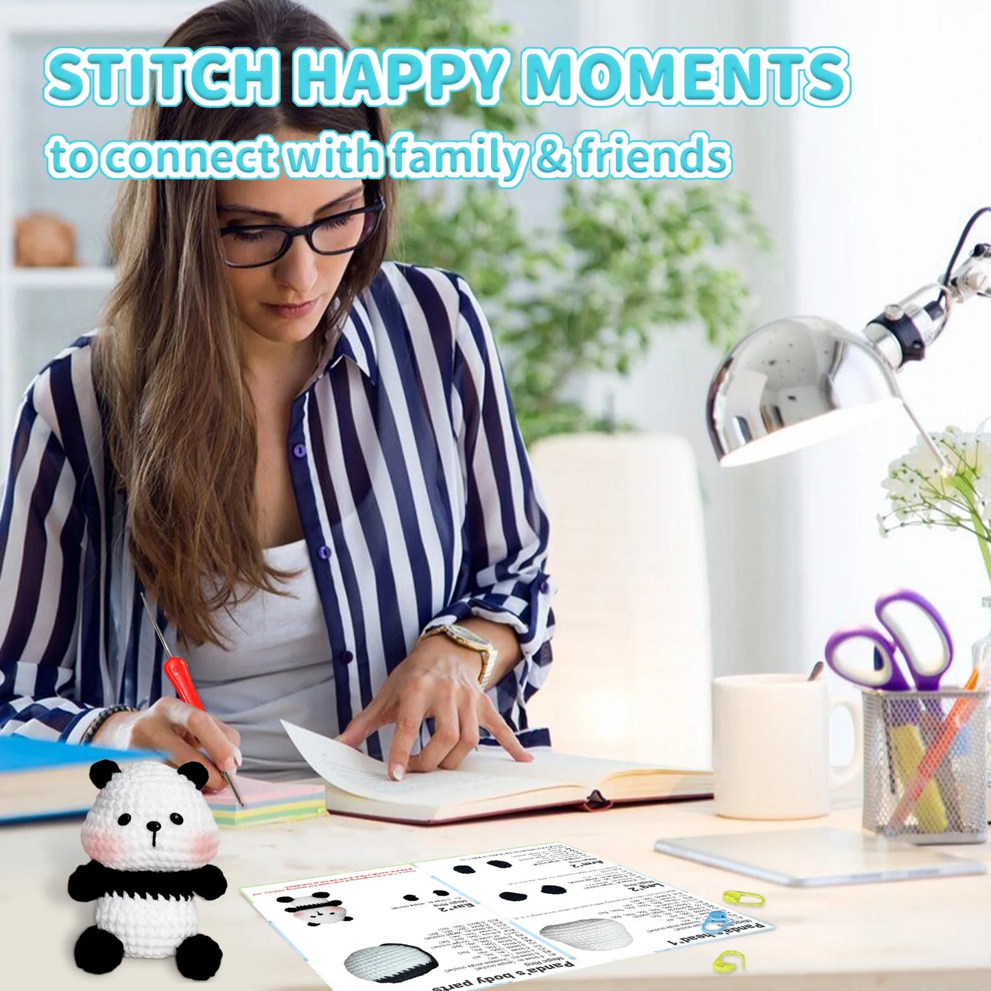 Panda Crochet Kit for Beginners – 1pc | Yarn, Hook & Video Tutorial Included