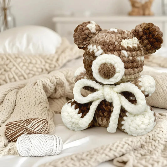 Luxury Bear Crochet Kit for Beginners – 1pc | Yarn, Hook & Video Tutorial Included