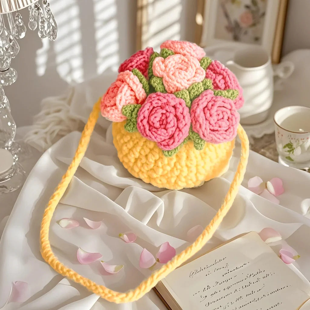 Flower Basket Crochet Kit for Beginners – 1pc | Yarn, Hook & Video Tutorial Included