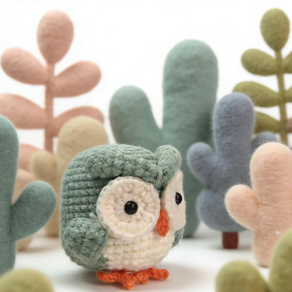 Owl Crochet Kit for Beginners – 1pc | Yarn, Hook & Video Tutorial Included