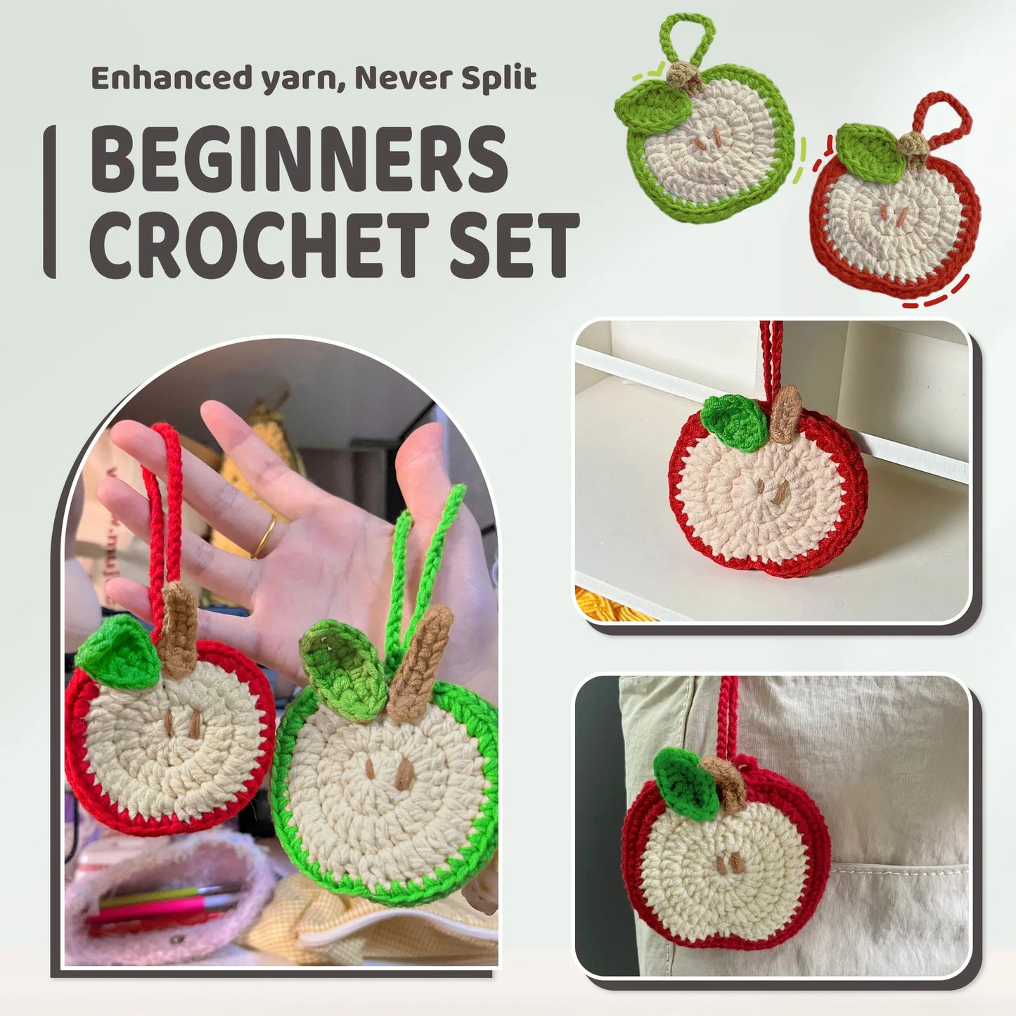 Apple Earphone Case Crochet Kit for Beginners – 2pc | Yarn, Hook & Video Tutorial Included