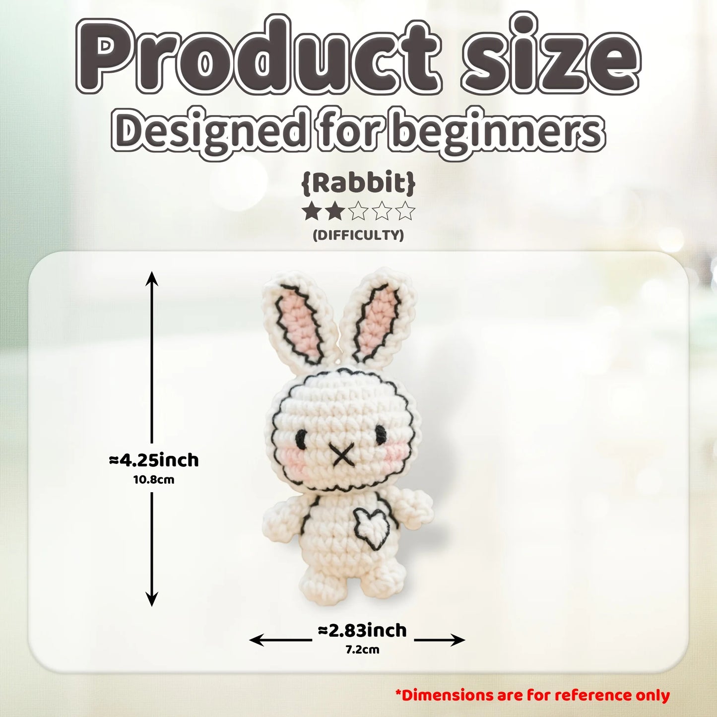 Delightful Bunny Amigurumi Crochet Kit for Beginners – 1pc | Yarn, Hook & Video Tutorial Included