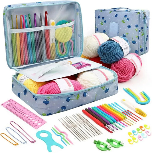 Portable Crochet Knitting Set – 59pc | Complete Beginner Hook Kit with Storage Bag