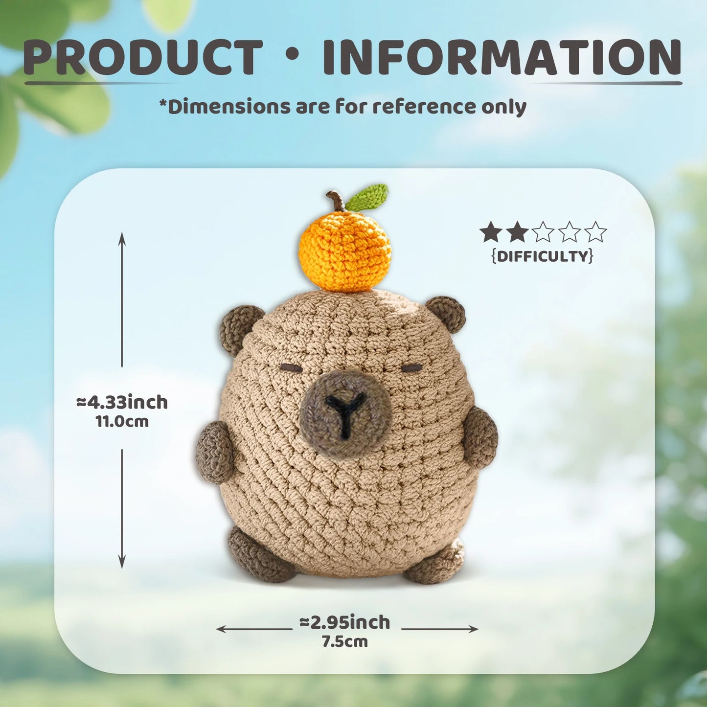 Capybara Crochet Kit for Beginners – 1pc | Yarn, Hook & Video Tutorial Included