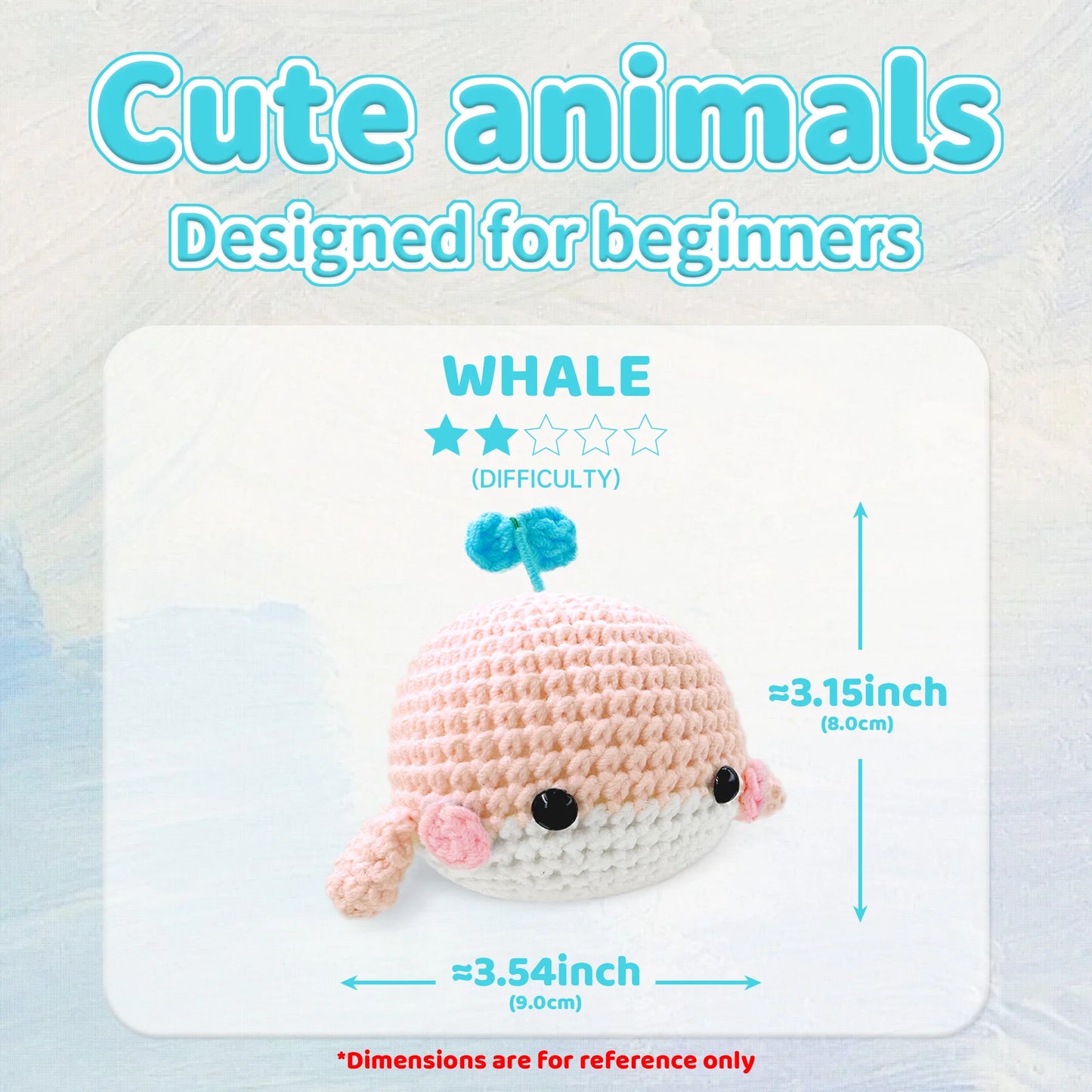 Whale Crochet Kit for Beginners – 1pc | Yarn, Hook & Video Tutorial Included