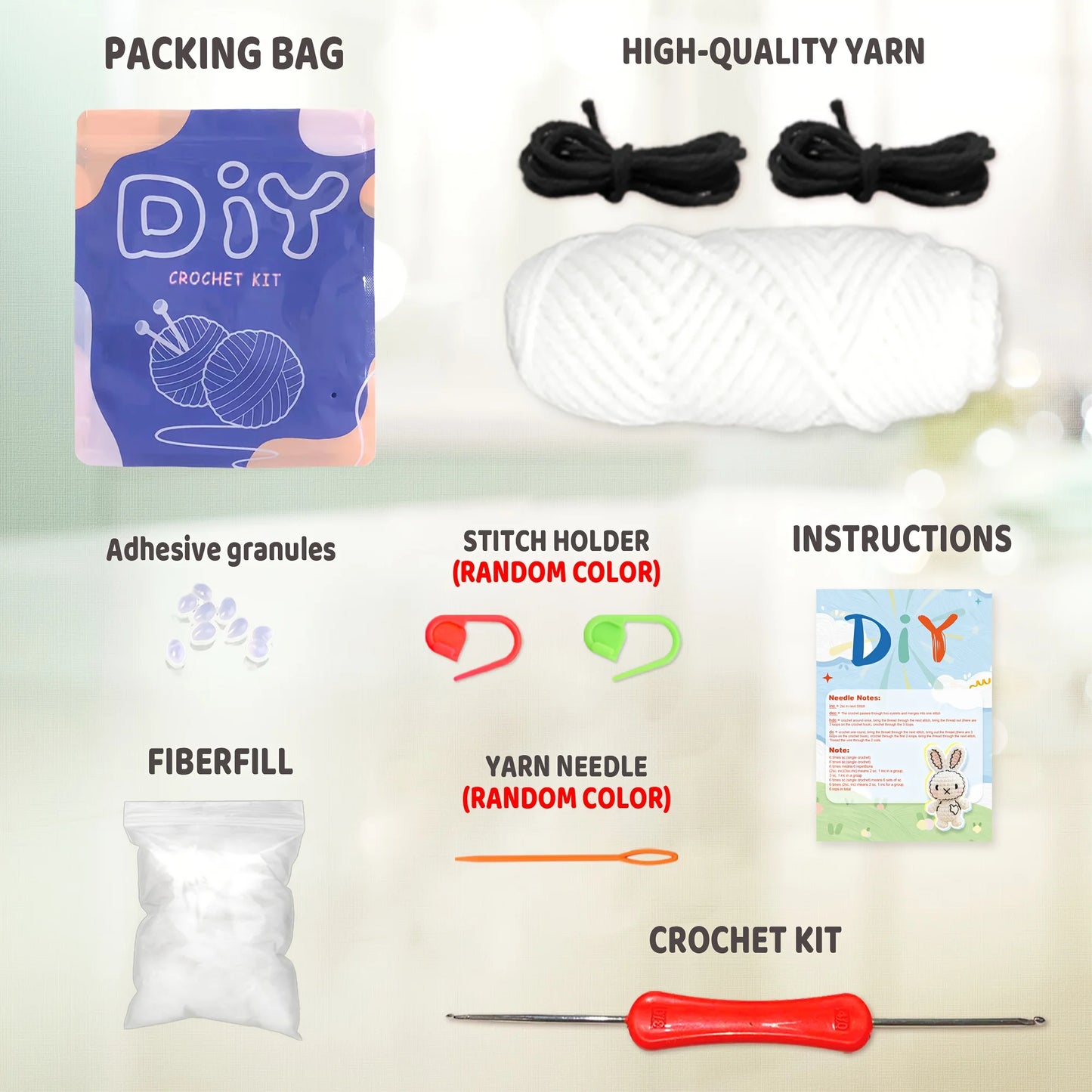Delightful Bunny Amigurumi Crochet Kit for Beginners – 1pc | Yarn, Hook & Video Tutorial Included